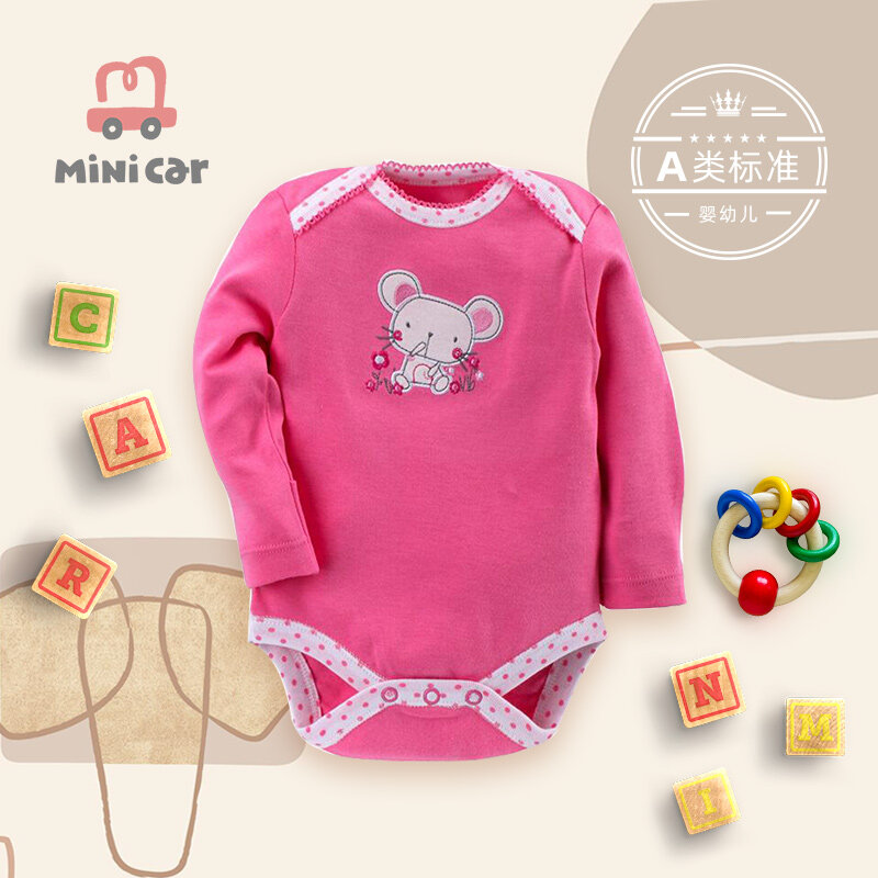Combinaison triangle en pur coton pour bébé fille, vêtement à manches longues, avec des fichiers ouverts, pour le printemps et l'automne