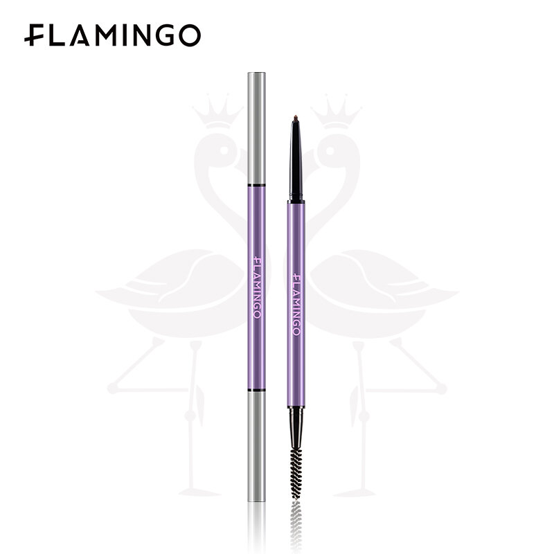 FLAMINGO Double-head Thin Eyebrow Pencil Waterproof Sweat-proof Long-lasting Natural With Replacement Core Not Decolorize