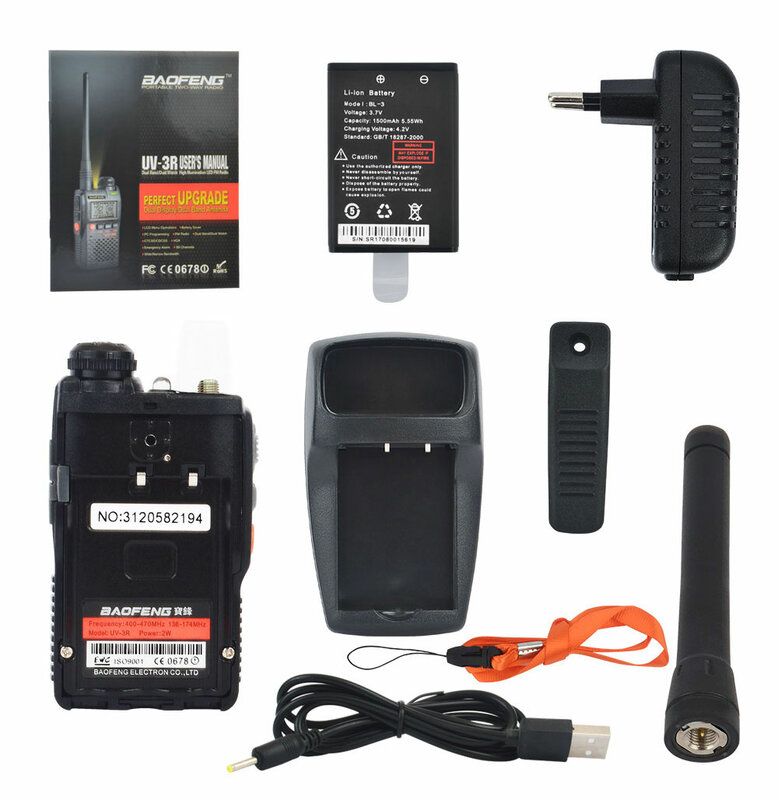 Baofeng walkie-talkie UV-3R mini kieszeń VOX dwukierunkowy radio dwuzakresowy podwójny wyświetlacz 2W 99CH radio FM z zestawem głośnomówiącym