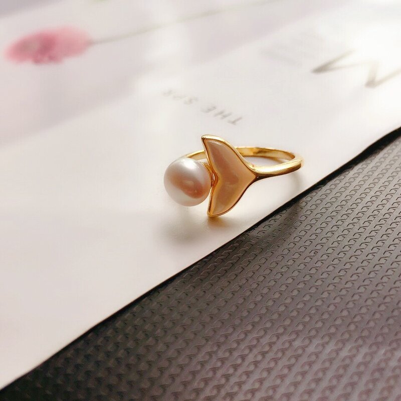 6-7mm naturalna perła słodkowodna kobiety regulowany pierścionek fishtail otwarty pierścionek 925 sterling silver damski pierścionek zaręczynowy dla kobiet