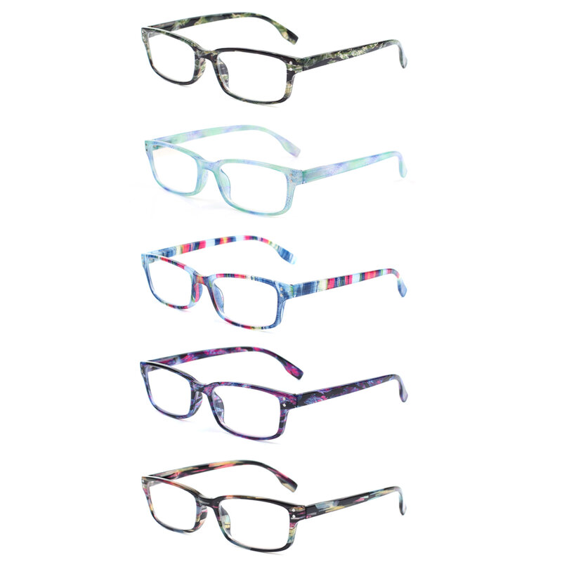 Henotin 4 حزمة نظارات للقراءة الربيع المفصلي الرجعية Rectange HD الرجال النساء نظارات قارئ مريحة