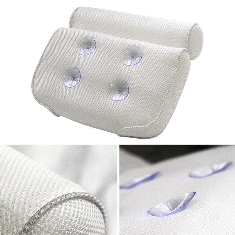 3D Mesh Pillow Cushion Comfortable Neck Back Pillow Cushion Waterproof  Bath Spa Pillow Cushion With Suction Cups