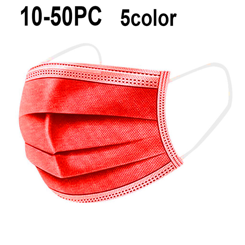 10/20/30/40/50Pc Face Mask Solid Color Breathable Three Layer Dust Masks Mascarillas Proof Protect Face Mouth Cover маска для л