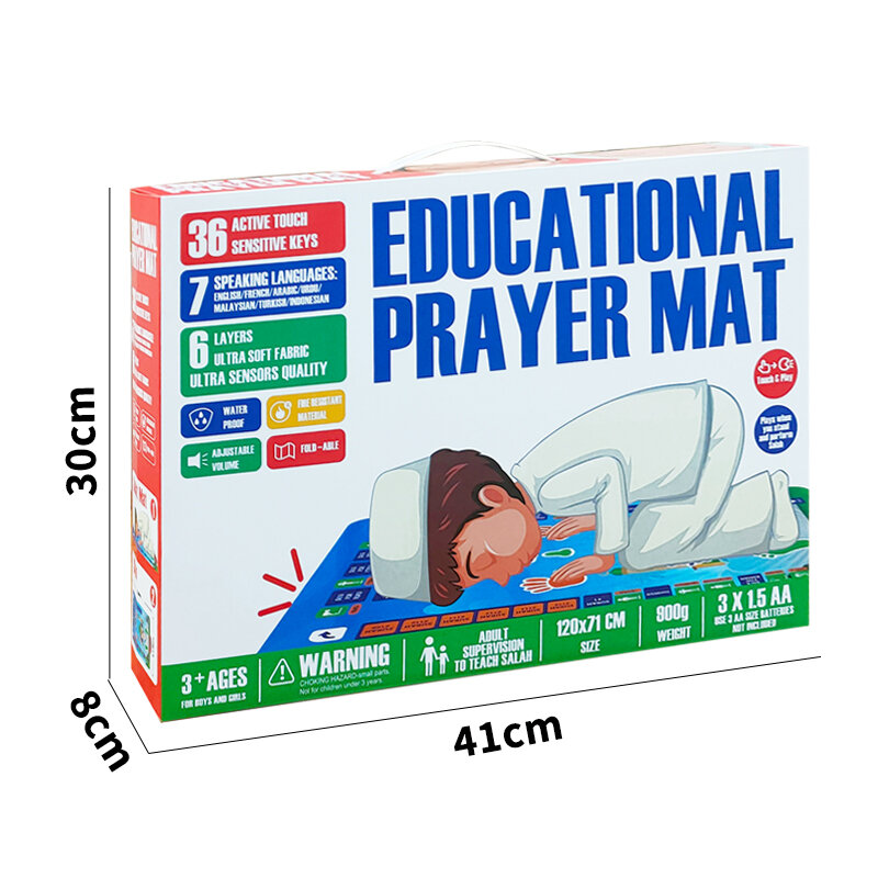 Mais novo crianças tapete de oração educacional muçulmano eletrônico interativo oração tapete adoração musallah orador cobertor