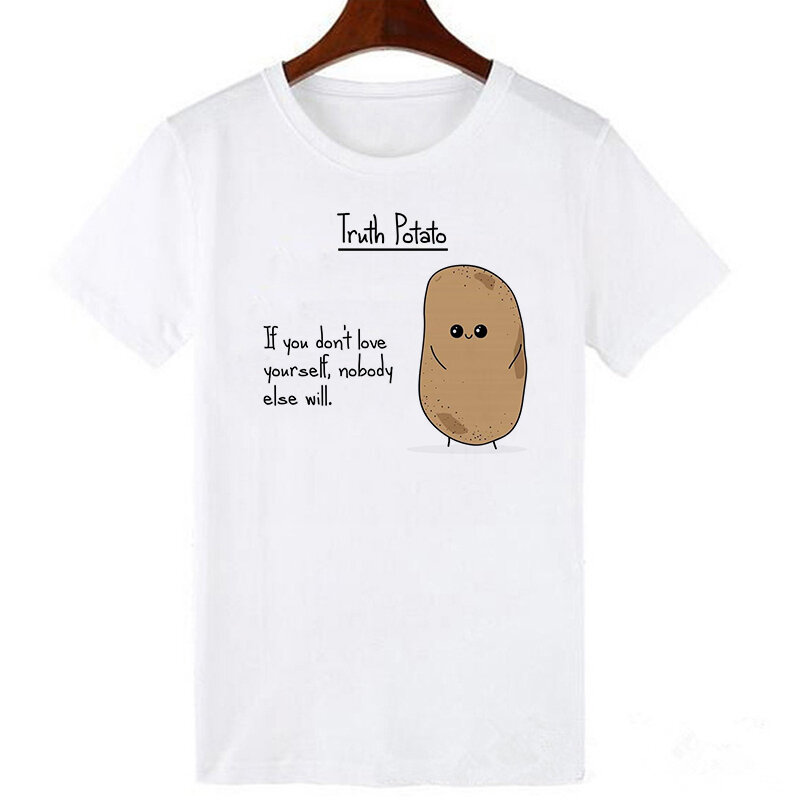 Новинка 2021, футболка с принтом истины картофеля, женская модная повседневная футболка с коротким рукавом, винтажная интересная женская фут...