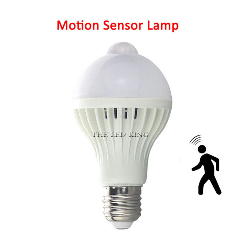 Sensor de movimiento PIR de 110V, 220V, 7W, 9W, 12W y 18W, Detector de movimiento E27, Bombilla LED para lámpara, pasillo, escalera, iluminación nocturna
