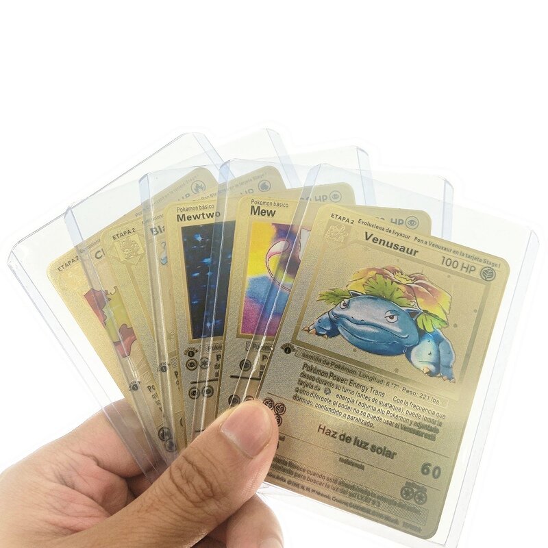 5 Teile/satz Gold Metall Pokemon Karten In Spanisch V Vmax GX Charizard Neueste Kombination Pikachu Sammlung Karte Abdeckung Geschenk Für kinder