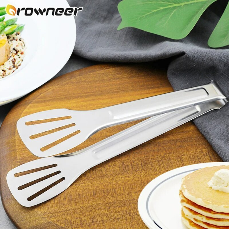 2 In 1 Multipurpose Non-stick Food Clip Fried Egg Cooking Turner Pancake Spatula Pizza Barbecue Bread Clamp Thicken Smooth Tong