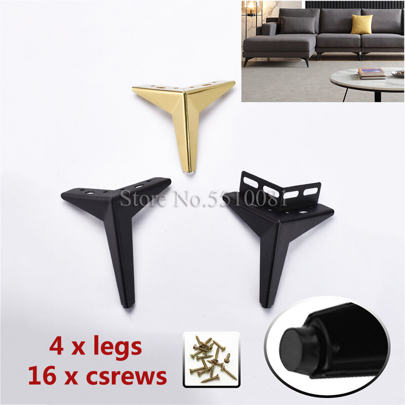 4Pcs/Lot H=10/13/15cm Thick Steel Cabinet Leg 15cm Gold Color Table Foot Heavy Duty Wholesale Furniture Legs