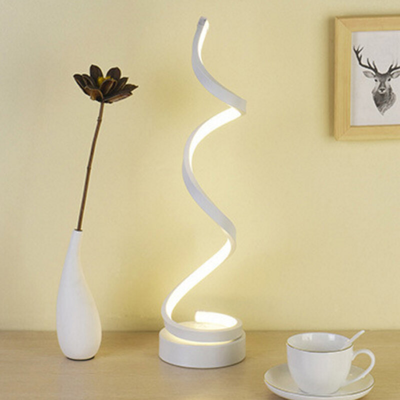 LED Spiral Table Lamp Modern Curved Desk Bedside Lamp Dimmable Warm White Night Light For Living Room And Bedroom