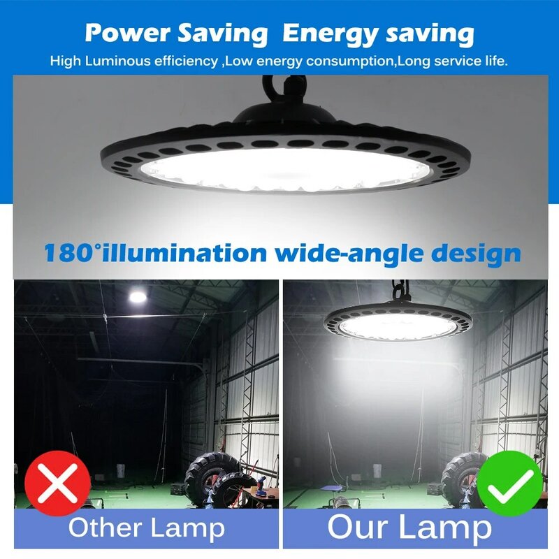 Super Bright UFO LED High Bay Lights 100W 150W 200W Waterproof Commercial Industrial Lighting for Warehouse 220V LED Garage Lamp