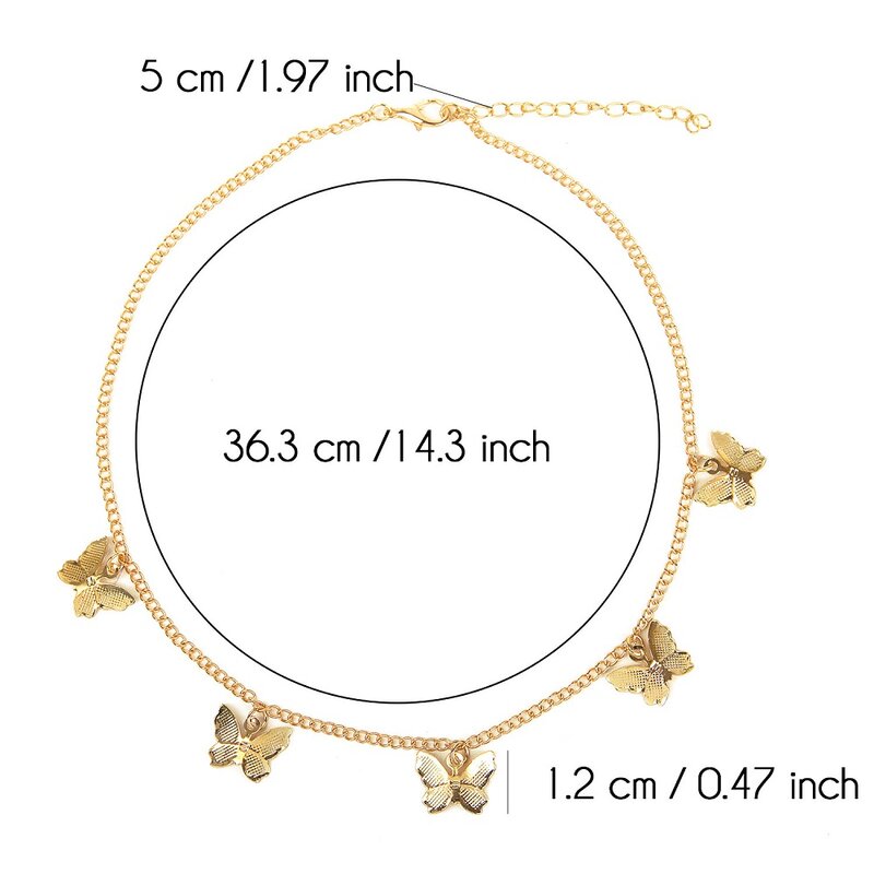 Ожерелье женское многослойное с подвеской-бабочкой, винтажная цепочка до ключиц золотого и серебряного цвета в стиле бохо, бижутерия в пода...