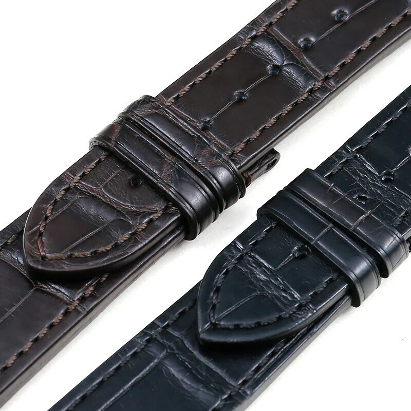Pesno acessório para relógio preto e marrom, pulseira de relógio de couro de crocodilo médio brilho, masculino