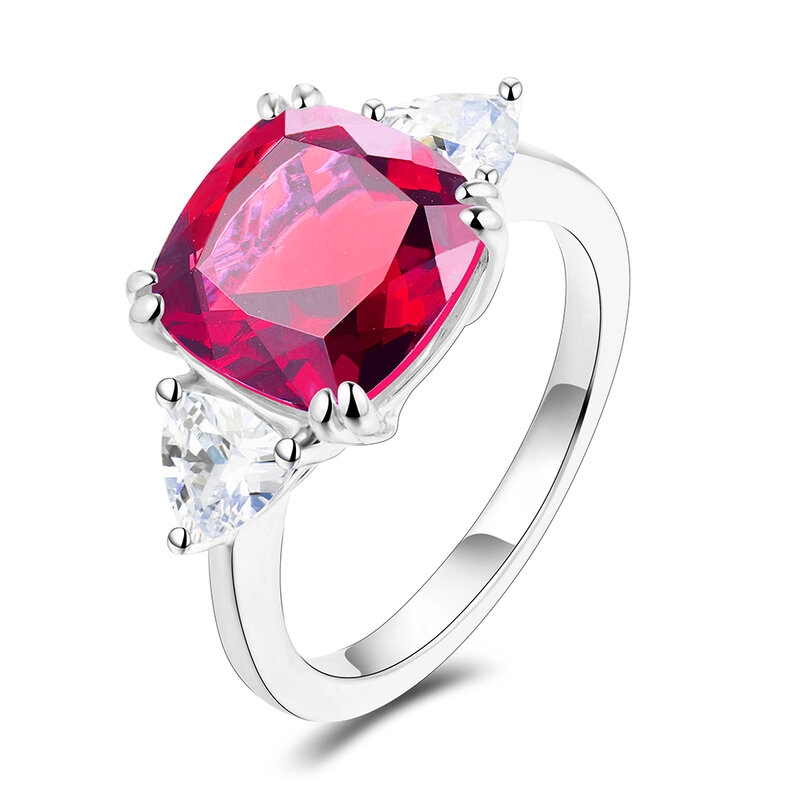 Mintybox Emerald Sapphire Ruby Rose Gold Color Ring 925 Sterling Silver For Women Sparkling Wedding Promise Gift Fine Jewelry