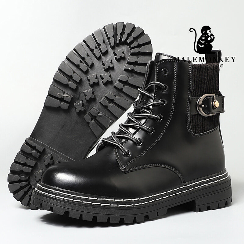 Plataforma feminina botas de casal preto sapatos de inverno 2021 moda martin homens botas de motocicleta antiderrapante sapatos femininos à prova dwaterproof água preto