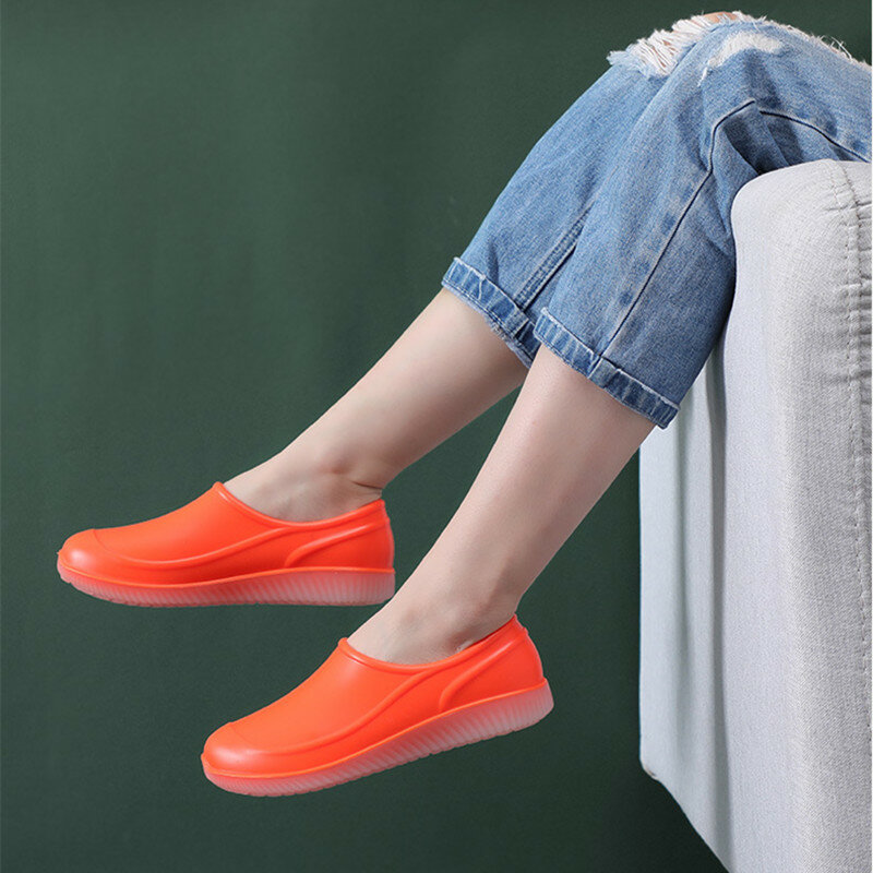 Zapatos planos informales con cordones para mujer y hombre, zapatillas impermeables de goma para la lluvia, cómodos, para primavera y otoño