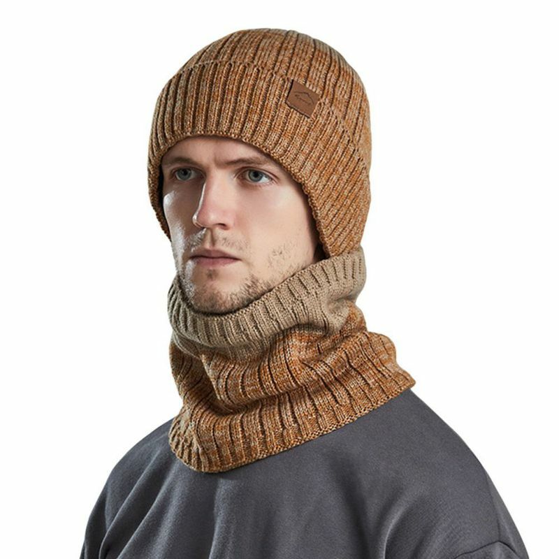2 pezzi cappello e sciarpa Set coppie berretto Slouchy morbido caldo elegante berretto lavorato a maglia con sciarpa abbinata per Unisex autunno inverno