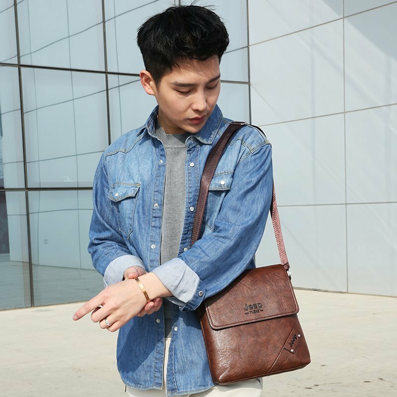 JEEP BULUOC Men Shoulder Bag Crossbody Bags High Quality Male Bag PU Leather Handbag Capacity Men Messenger Bags Tote Bag
