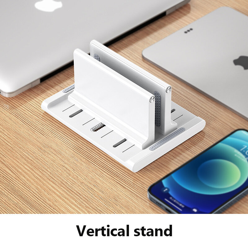 Soporte Vertical ajustable para ordenador portátil, Base de mesa para MacBook iPad con soporte para tableta o teléfono