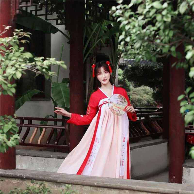 จีนโบราณเครื่องแต่งกาย Tang Dynasty Ming ชุด Hanfu ชุดผู้หญิงแบบดั้งเดิม Hanfu เจ้าหญิงเต้นรำเสื้อผ้าสีแดงช...