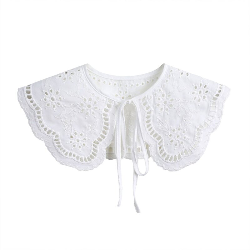 Y1UE-Cuello falso de camisa blanco suave para mujer, pañuelo decorativo desmontable para el hombro, protector solar, accesorios de ropa
