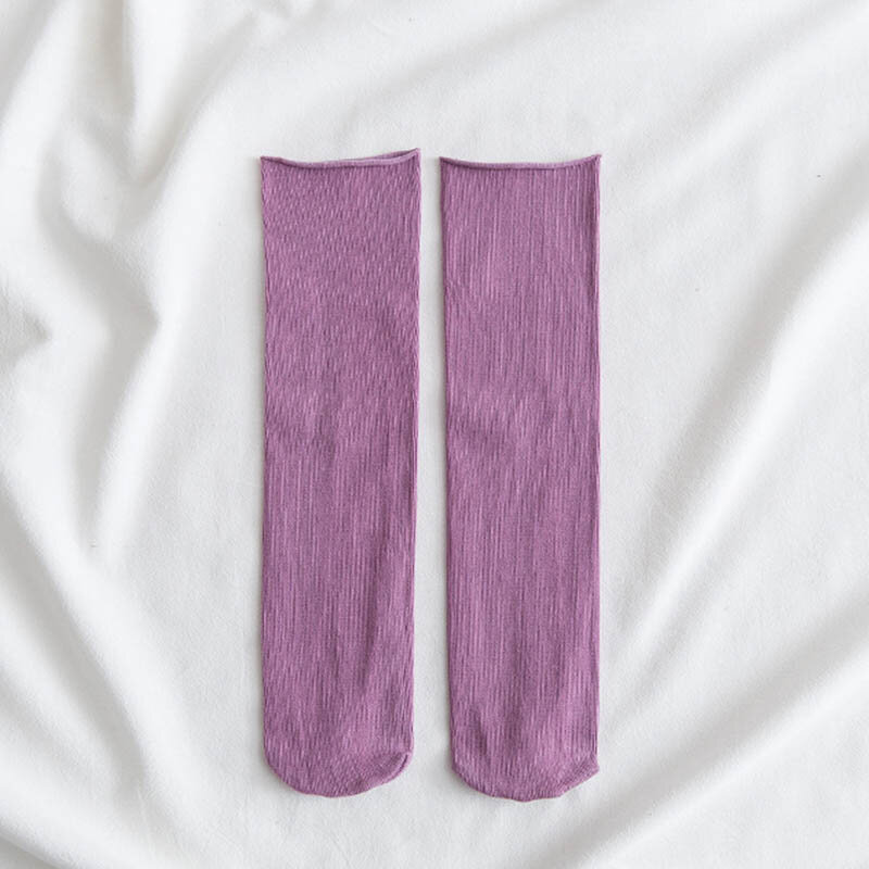 Meias longas mulheres cor moda meias algodão selvagem desodorante conforto breve novo elástico respirável movimento meias