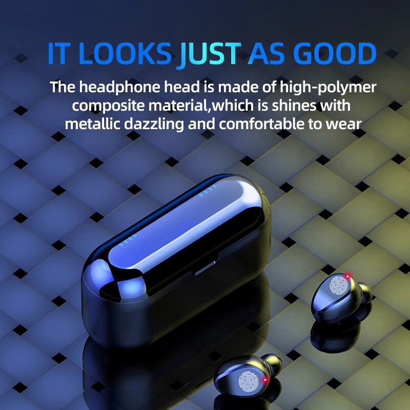 Bluetoothワイヤレスヘッドセットf9tws,スポーツヘッドセット,ノイズ抑制,タッチコントロール,iOS,Android,電話