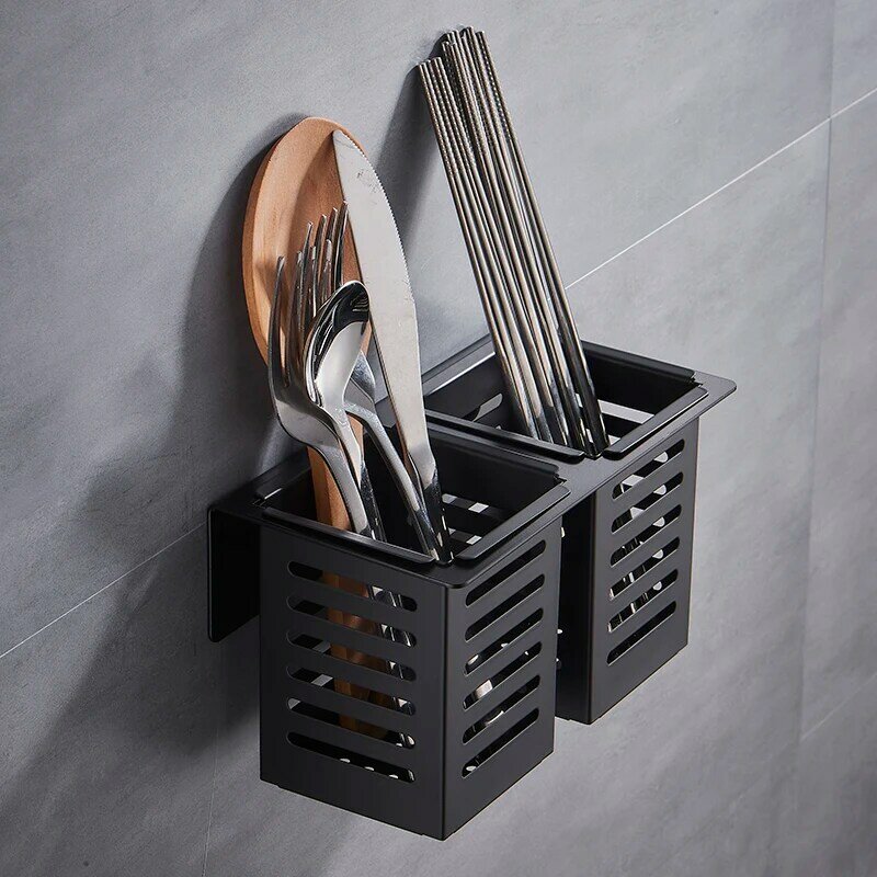 Estante de almacenamiento de acero inoxidable para cuchillos, estante organizador montado en la pared, para palillos, tenedores, cucharas