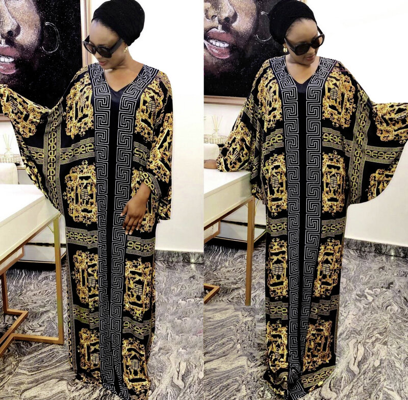 การออกแบบแอฟริกัน Dashiki ชุดผ้าไหมประดับด้วยลูกปัด Abaya ผ้าพันคอ Vintage แขนยาว Robe Gowns แอฟริกาเซ็กซี่ Lady ...