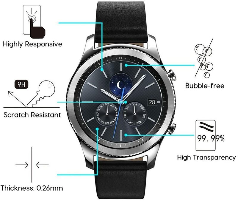 Película protectora de vidrio templado para Samsung Galaxy Watch 3, película protectora para Galaxy Watch 3 de 41MM y 45MM, 5 uds.
