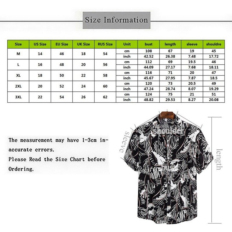 2021 New Arrival Men's Shirts Men Hawaiian Camicias Casual One Button Wild Shirts Printed Short-sleeve Blouses Tops