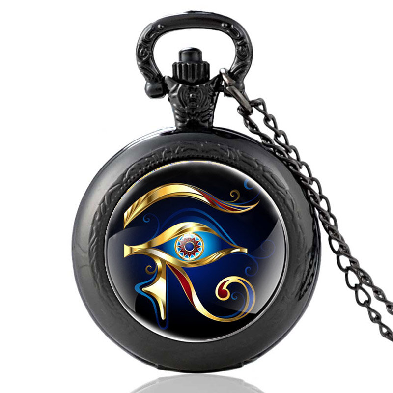 ساعة جيب كوارتز كلاسيكية من عين حورس ، قلادة برونزية عتيقة للرجال والنساء ، مجوهرات هدايا