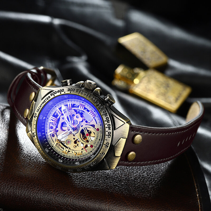 2021 Nieuwe Gecoat Glas Spiegel Automatische Mechanische Horloges Voor Unisex Waterdichte Vintage Hollow Mode Man Horloges
