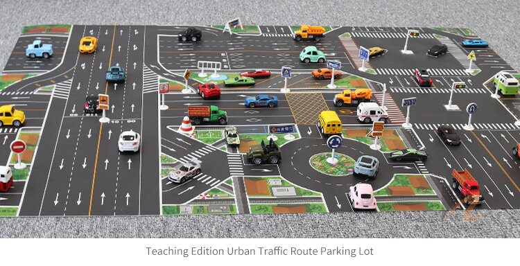 130*100CM Model Mainan Mobil Peta Kota Bantalan Permainan Tikar Merangkak untuk Anak-anak Mainan Rumah Bermain Interaktif Aksesori Mobil Karpet Jalan