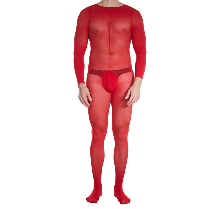 Gay masculino sexy bodysuit aberto macacão suave bainha meia-calça lingerie meias de meia