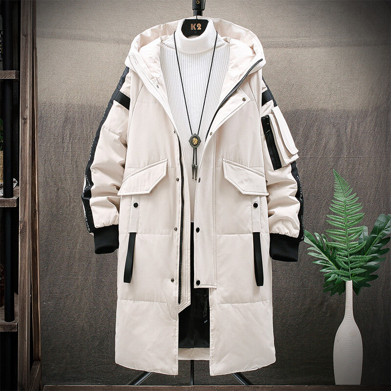 Inverno camuflagem para baixo jaqueta masculina-15 graus novo casual quente longo parkas casacos com capuz blusão pato branco para baixo jaquetas masculinas