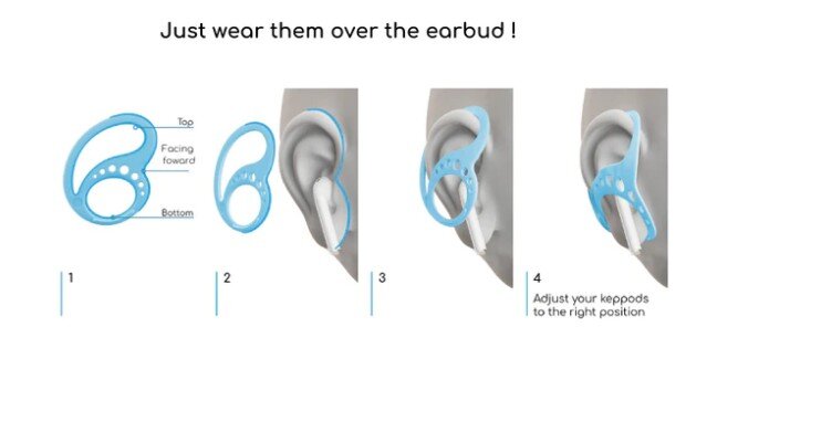 Keepods mantém seus fones de ouvido seguros, suporte da orelha não importa a atividade earplug protetor anti-deslizamento silicone fones de ouvido dicas gancho