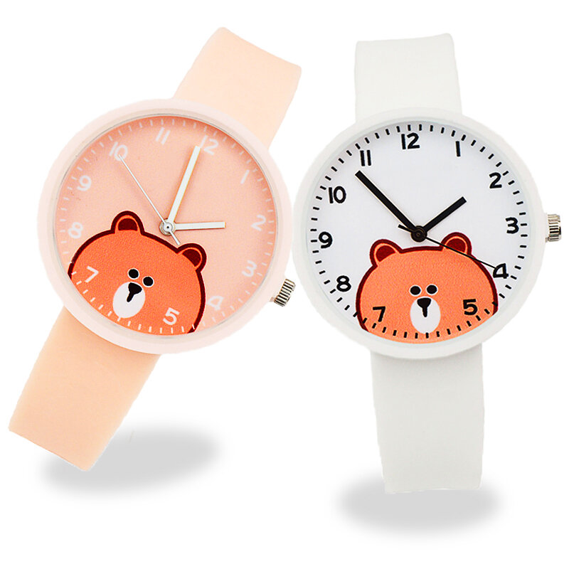 Relógios para crianças, relógios de pulso para estudantes meninas, presentes para crianças, dois ursos, melhor presente de aniversário