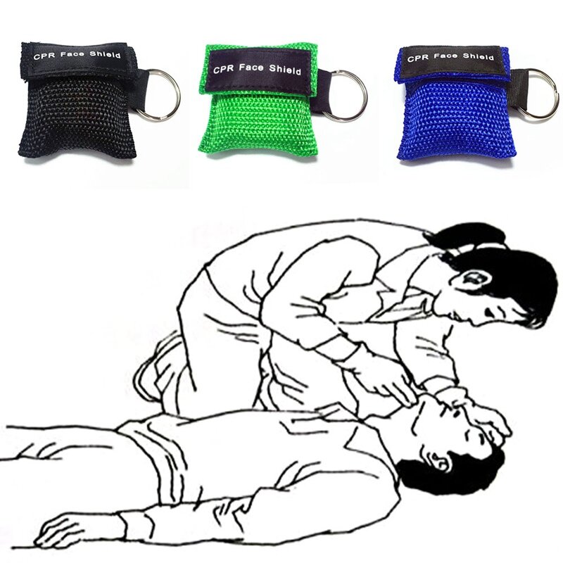 Color CPR respirador llavero de máscara primera ayuda protector facial de emergencia máscara herramientas de cuidado de salud