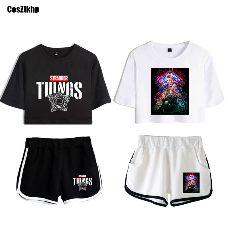 Conjunto de camiseta y pantalón corto de Stranger Things, Top y pantalón, para mujer, para hacer deporte, Nancy Wheeler