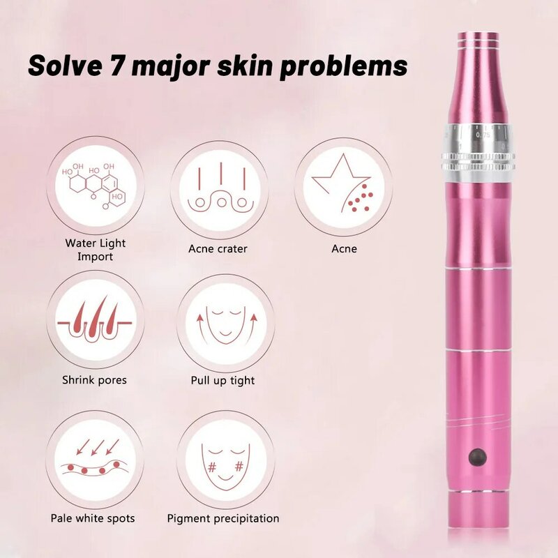 Micro aiguilles pour stimuler le resserrement de la peau, stylo Derma rose, réduit les rides de la peau