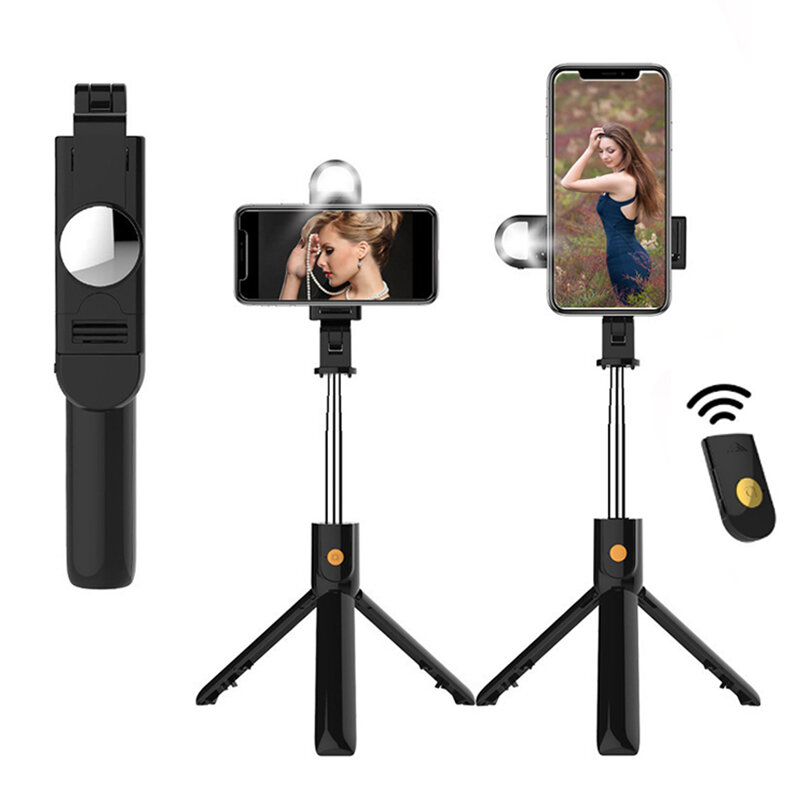Nowy bezprzewodowy Bluetooth 6 w 1 Selfie Stick wypełnij światło 360 ° obróć Faltbare wysuwany telefon Mini stojak trójnóg bezprzewodowy pilot