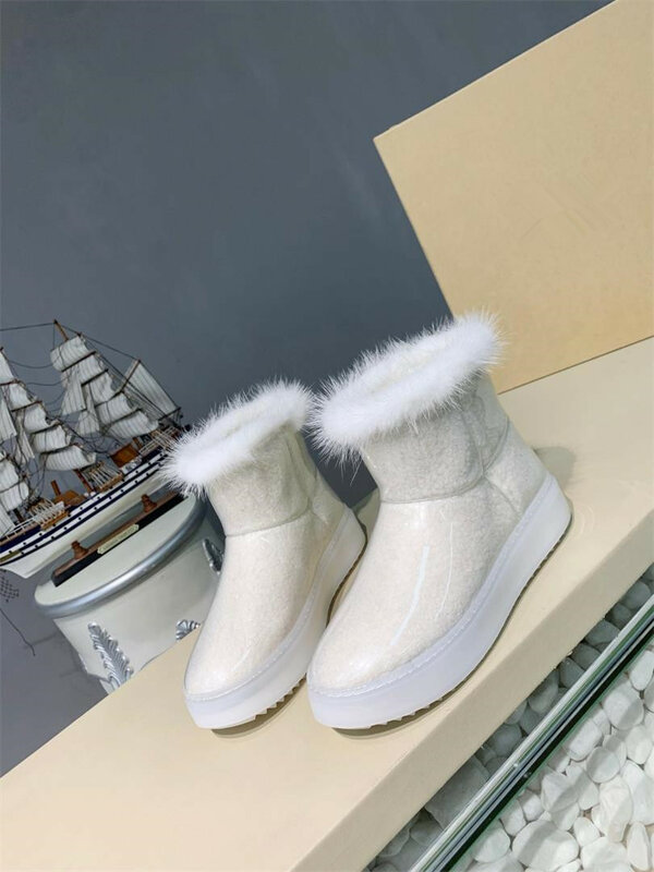 Ollymurs – bottes De neige plates transparentes pour Femme, chaussures chaudes, décontractées, 2021