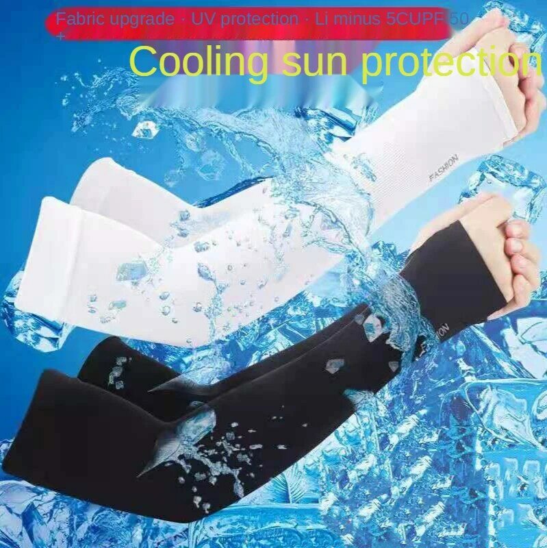 Mangas anti-ultravioleta luvas de condução luvas de manga de braço de homem estendidas mangas de gelo de seda protetor solar mangas femininas
