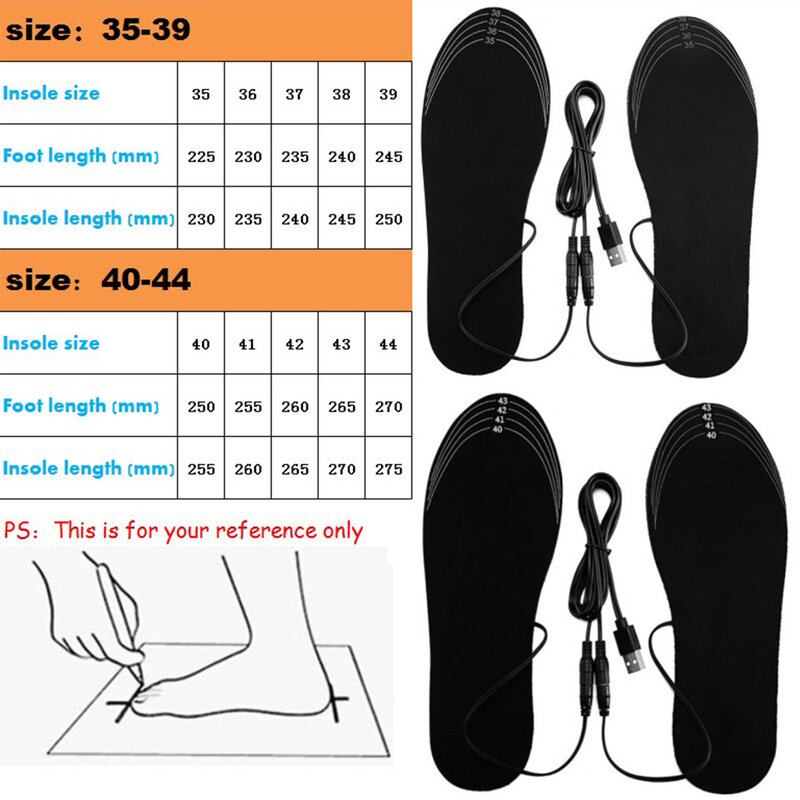 1 para USB podgrzewana podeszwa wkładka podgrzewany elektrycznie obuwie ocieplenie Pad zimowe stopy cieplej ogrzewanie wkładka dla Sneakers buty pantofel