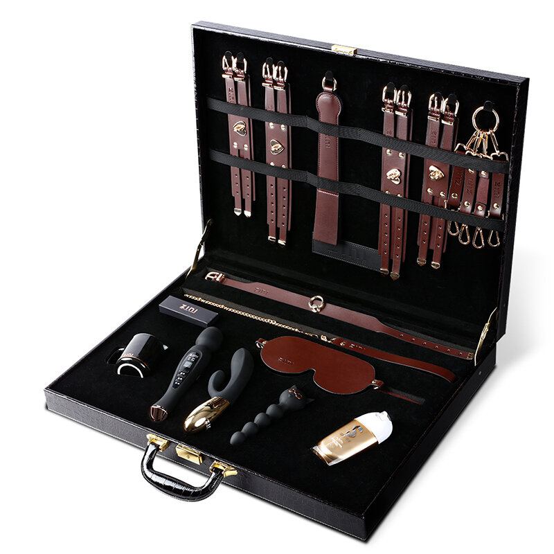 Luxus Leder BDSM Kits Sex Spielzeug Für Frauen High-End-Geschenk Pack Vibrator Set Anal Stecker SM Bondage Exotische Spiele für Paare