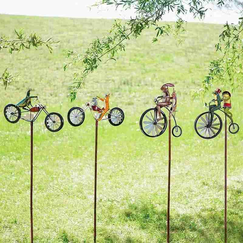 Moulin à vent en métal pour le cyclisme et la moto, décoration de jardin en fer forgé X5C7