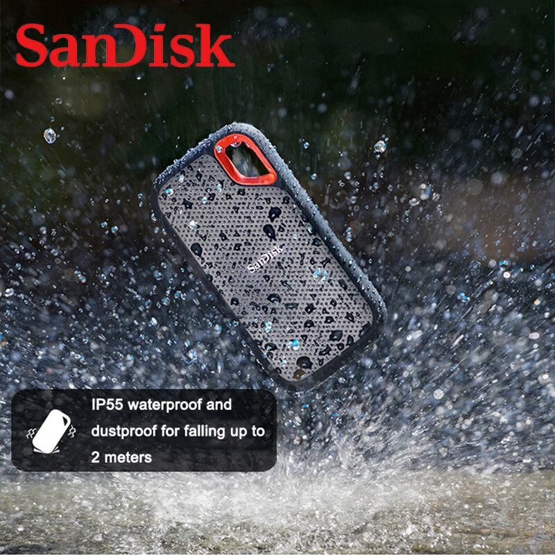 Sandisk-disco rígido ssd portátil de 1tb, 500gb, 2tb, hd de estado sólido e61 extreme pro, usb 3.2 gen 2, velocidade tipo a/c, 1050 mb/s