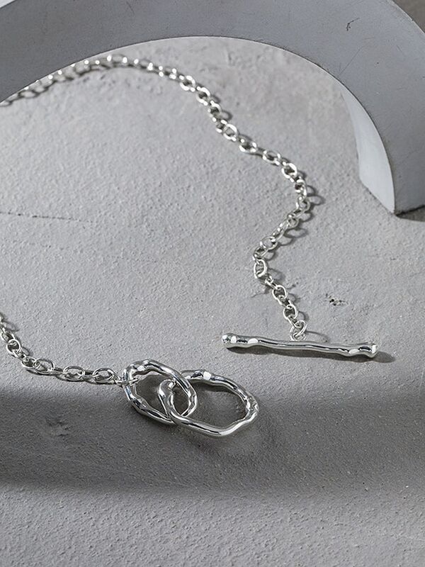 S'STEEL Sterling Silver 925 Necklaces Gift For Women Buckle Design Minimalist Niche Minimalist Versatile Texture Fine Jewelry
