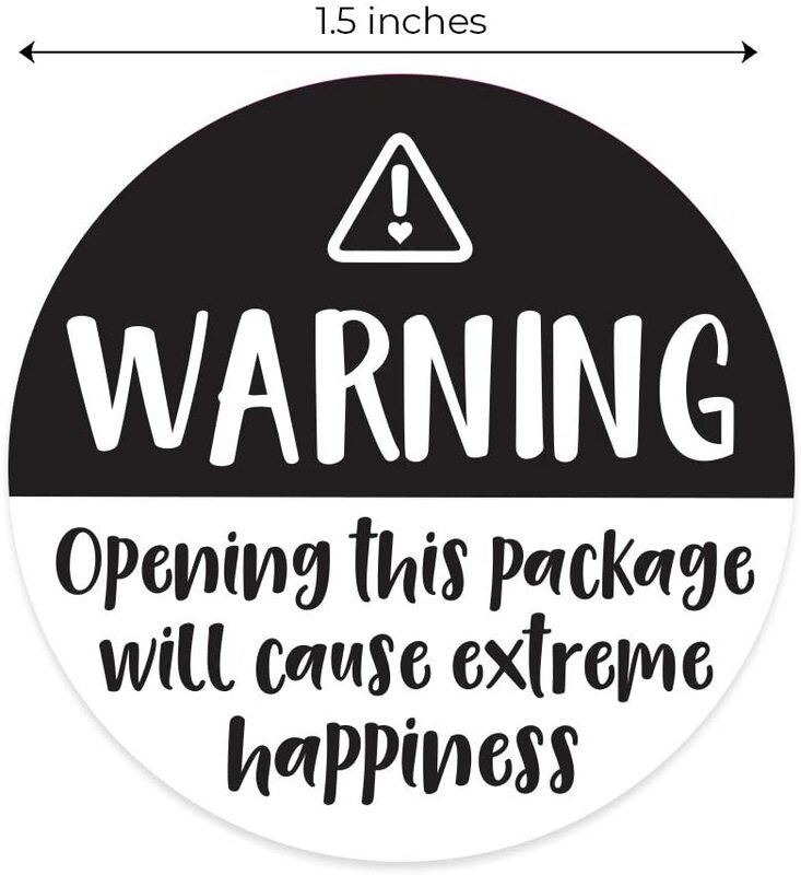 Adesivos de felicidade extrema para negócios, 500 peças/rolo redondo 1.5 "preto e branco aviso: adorável etiquetas adesivas de felicidade para negócios pequenos negócios